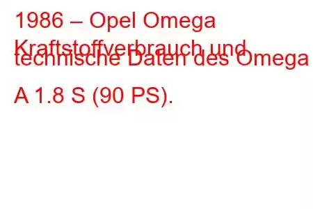 1986 – Opel Omega
Kraftstoffverbrauch und technische Daten des Omega A 1.8 S (90 PS).