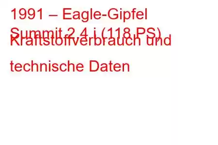 1991 – Eagle-Gipfel
Summit 2.4 i (118 PS) Kraftstoffverbrauch und technische Daten