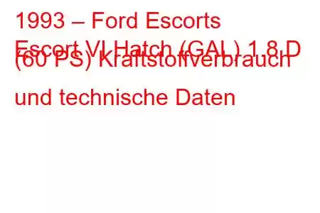 1993 – Ford Escorts
Escort VI Hatch (GAL) 1.8 D (60 PS) Kraftstoffverbrauch und technische Daten