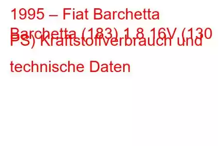 1995 – Fiat Barchetta
Barchetta (183) 1.8 16V (130 PS) Kraftstoffverbrauch und technische Daten