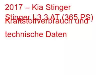 2017 – Kia Stinger
Stinger I 3.3 AT (365 PS) Kraftstoffverbrauch und technische Daten