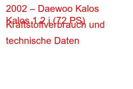 2002 – Daewoo Kalos
Kalos 1.2 i (72 PS) Kraftstoffverbrauch und technische Daten