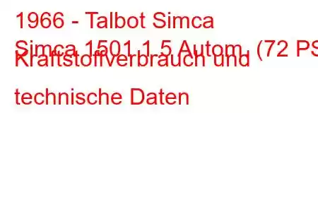 1966 - Talbot Simca
Simca 1501 1.5 Autom. (72 PS) Kraftstoffverbrauch und technische Daten