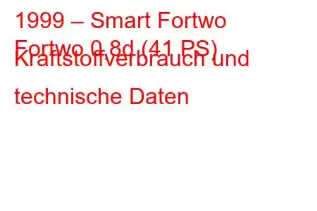 1999 – Smart Fortwo
Fortwo 0,8d (41 PS) Kraftstoffverbrauch und technische Daten