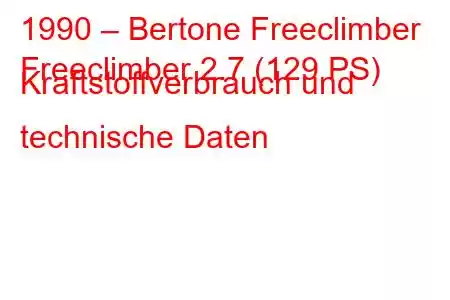 1990 – Bertone Freeclimber
Freeclimber 2.7 (129 PS) Kraftstoffverbrauch und technische Daten