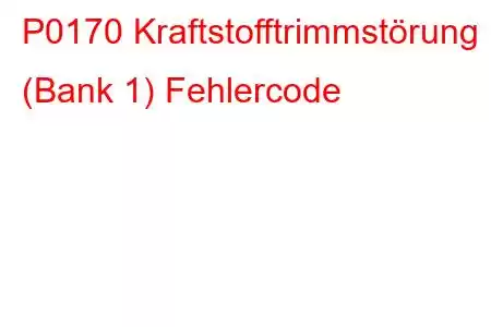 P0170 Kraftstofftrimmstörung (Bank 1) Fehlercode