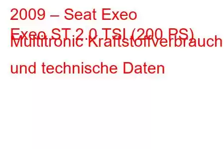 2009 – Seat Exeo
Exeo ST 2.0 TSI (200 PS) Multitronic Kraftstoffverbrauch und technische Daten