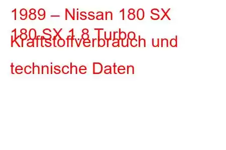 1989 – Nissan 180 SX
180 SX 1.8 Turbo Kraftstoffverbrauch und technische Daten