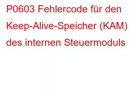 P0603 Fehlercode für den Keep-Alive-Speicher (KAM) des internen Steuermoduls