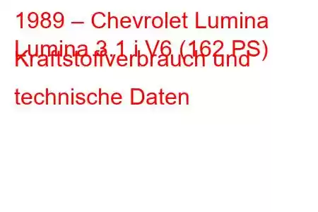 1989 – Chevrolet Lumina
Lumina 3.1 i V6 (162 PS) Kraftstoffverbrauch und technische Daten