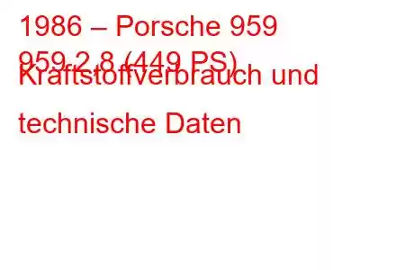 1986 – Porsche 959
959 2,8 (449 PS) Kraftstoffverbrauch und technische Daten