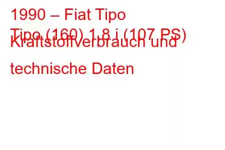 1990 – Fiat Tipo
Tipo (160) 1.8 i (107 PS) Kraftstoffverbrauch und technische Daten