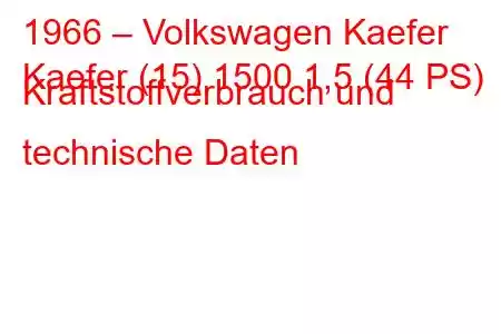 1966 – Volkswagen Kaefer
Kaefer (15) 1500 1,5 (44 PS) Kraftstoffverbrauch und technische Daten