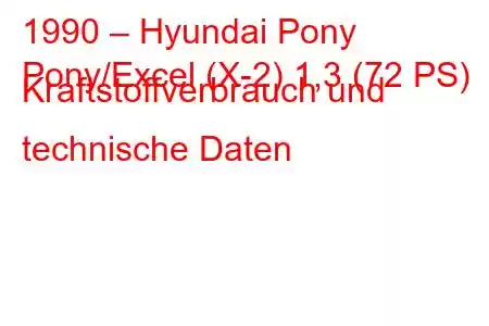 1990 – Hyundai Pony
Pony/Excel (X-2) 1,3 (72 PS) Kraftstoffverbrauch und technische Daten