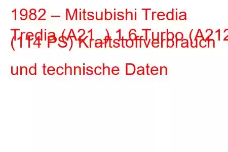 1982 – Mitsubishi Tredia
Tredia (A21_) 1.6 Turbo (A212) (114 PS) Kraftstoffverbrauch und technische Daten