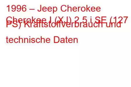 1996 – Jeep Cherokee
Cherokee I (XJ) 2.5 i SE (127 PS) Kraftstoffverbrauch und technische Daten