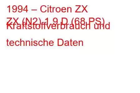 1994 – Citroen ZX
ZX (N2) 1.9 D (68 PS) Kraftstoffverbrauch und technische Daten