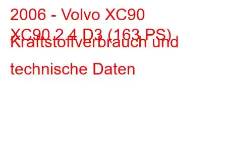 2006 - Volvo XC90
XC90 2.4 D3 (163 PS) Kraftstoffverbrauch und technische Daten