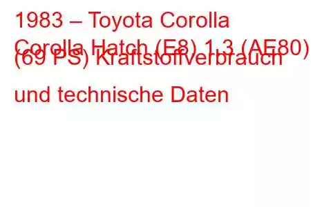 1983 – Toyota Corolla
Corolla Hatch (E8) 1.3 (AE80) (69 PS) Kraftstoffverbrauch und technische Daten