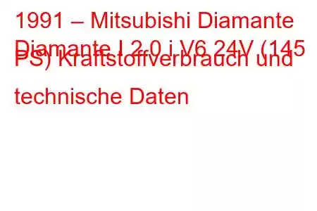 1991 – Mitsubishi Diamante
Diamante I 2.0 i V6 24V (145 PS) Kraftstoffverbrauch und technische Daten