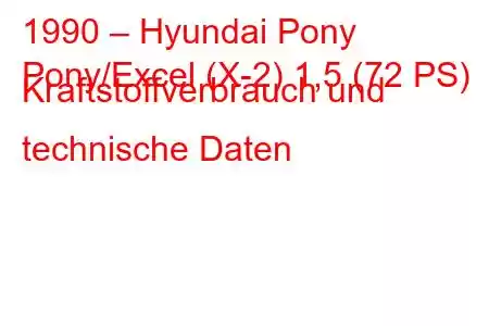 1990 – Hyundai Pony
Pony/Excel (X-2) 1,5 (72 PS) Kraftstoffverbrauch und technische Daten