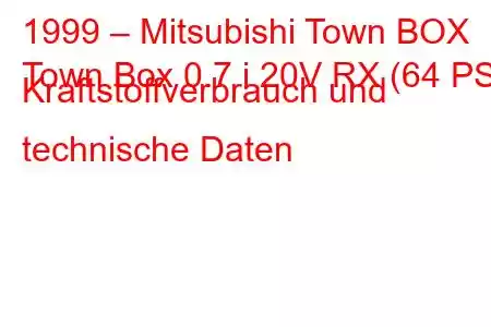 1999 – Mitsubishi Town BOX
Town Box 0.7 i 20V RX (64 PS) Kraftstoffverbrauch und technische Daten